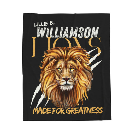 Lion Mascot Velveteen Plush Blanket – "Williamson Lions" Made for Greatness