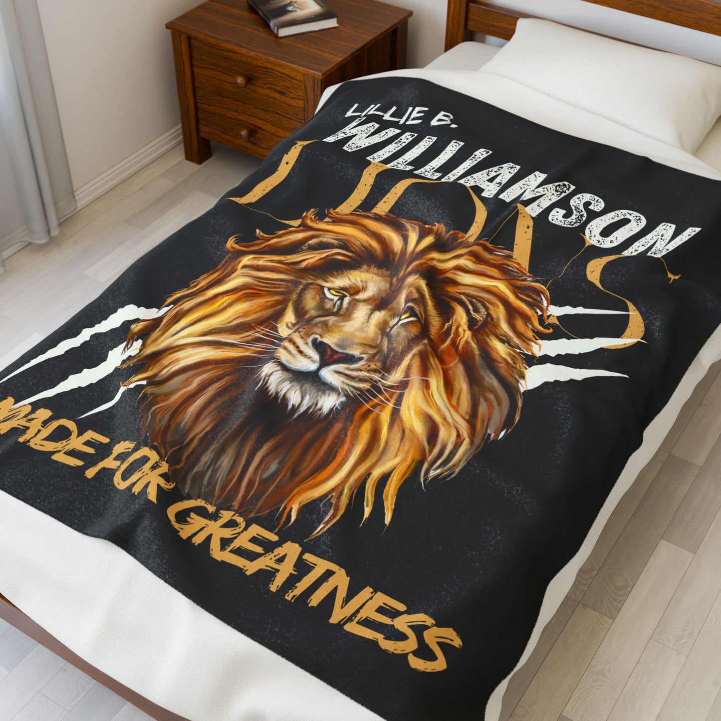 Lion Mascot Velveteen Plush Blanket – "Williamson Lions" Made for Greatness