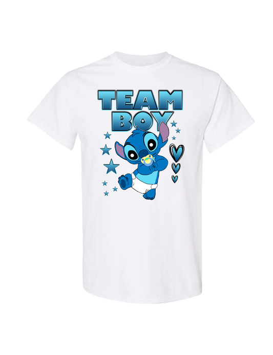 Baby Stitch "Team Boy" Gender Reveal T-Shirt