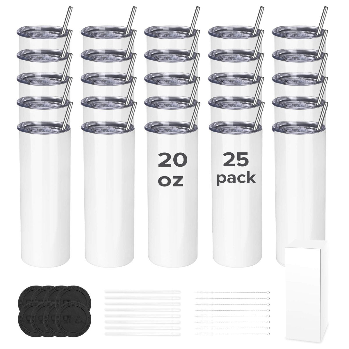 20 oz Sublimation Tumbler Blank – White Skinny Tumbler