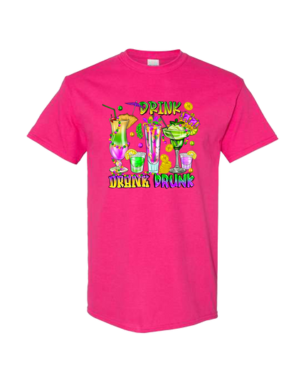 Drink Drank Drunk Mardi Gras - DTF Print