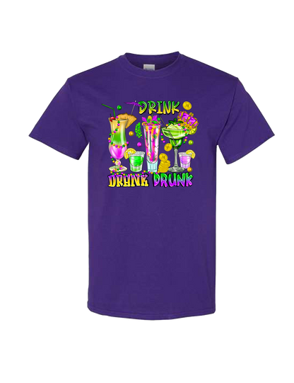 Drink Drank Drunk Mardi Gras - DTF Print