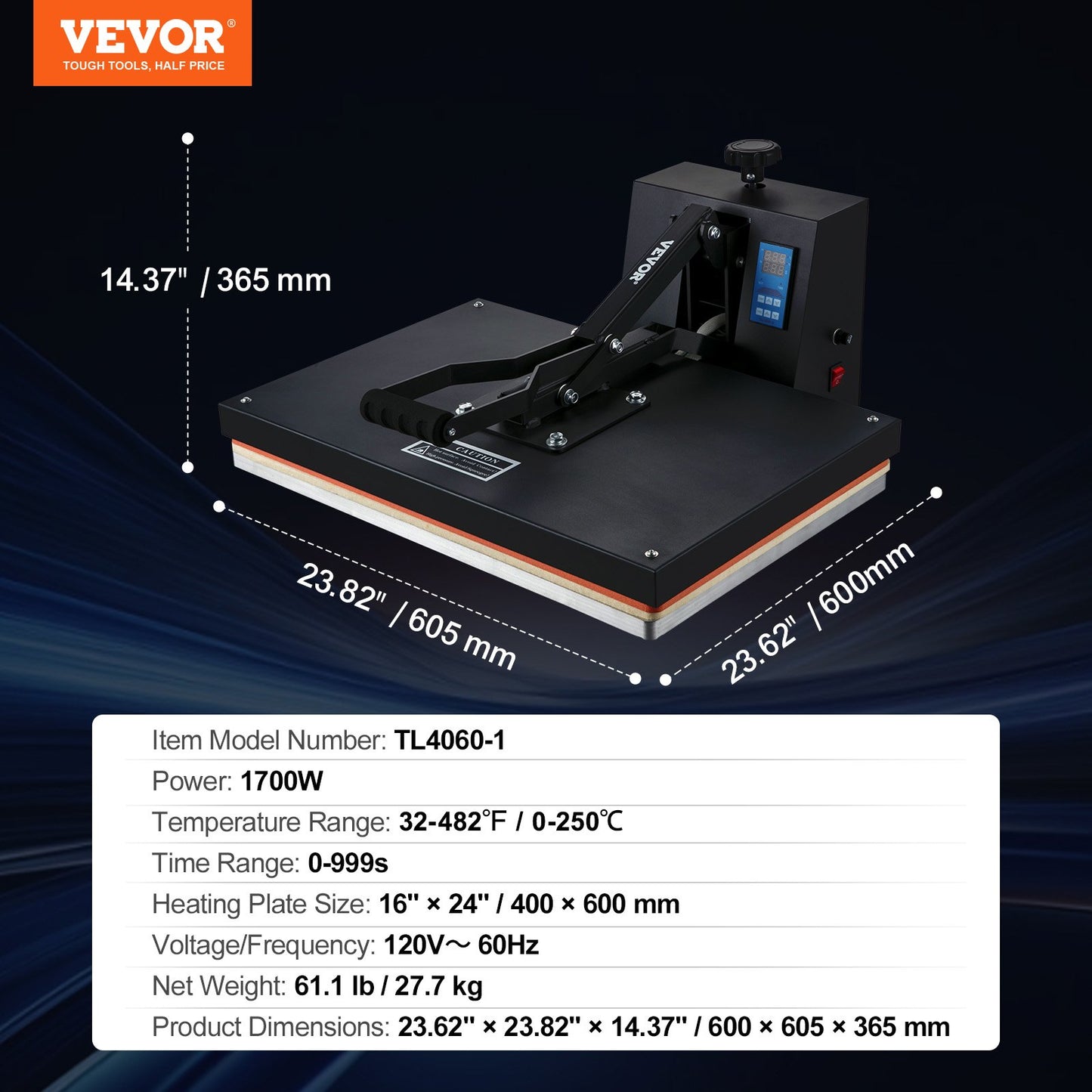 Heat Press 16x24, 1700W Power Heat Press Machine, Fast Heating, High Pressure Heat Press Machine